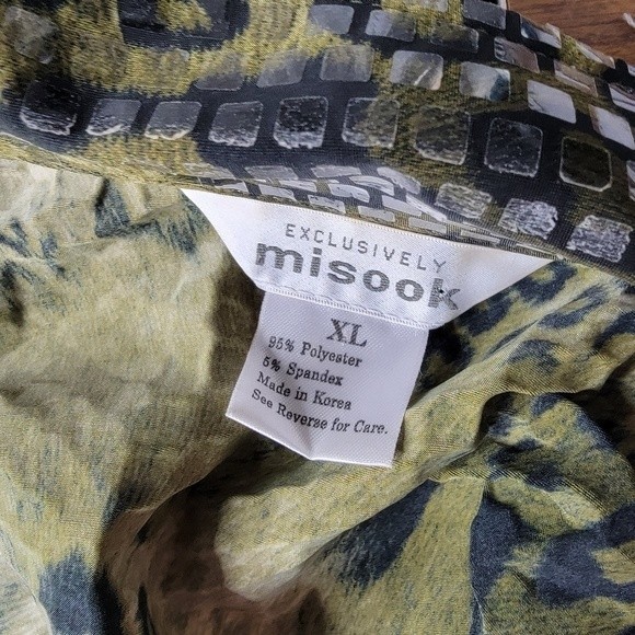 Exclusively Misook green leopard light jacket Size XL animal Print blazer - Picture 5 of 6